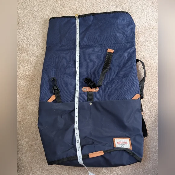 Harvest Label Navy Blue Black Leather Detail Fold over Backpack Travel Bag